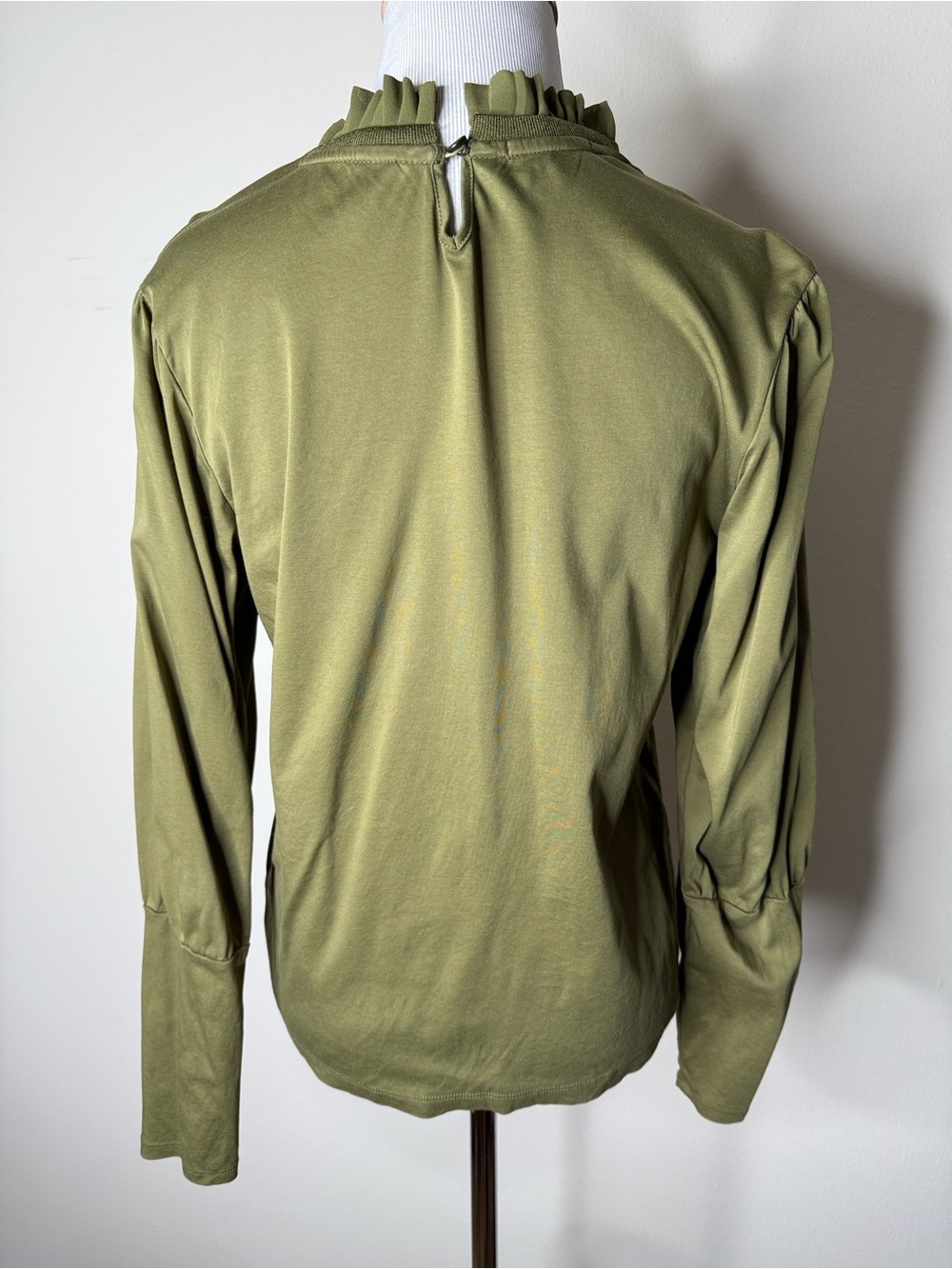 Scotch & Soda Olive Green Ruffle Neck Long Sleeve Top - Picture 6 of 7
